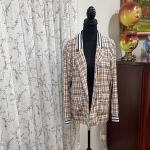 Free People brand plaid blazer, featuring a unique patterned lining XS
